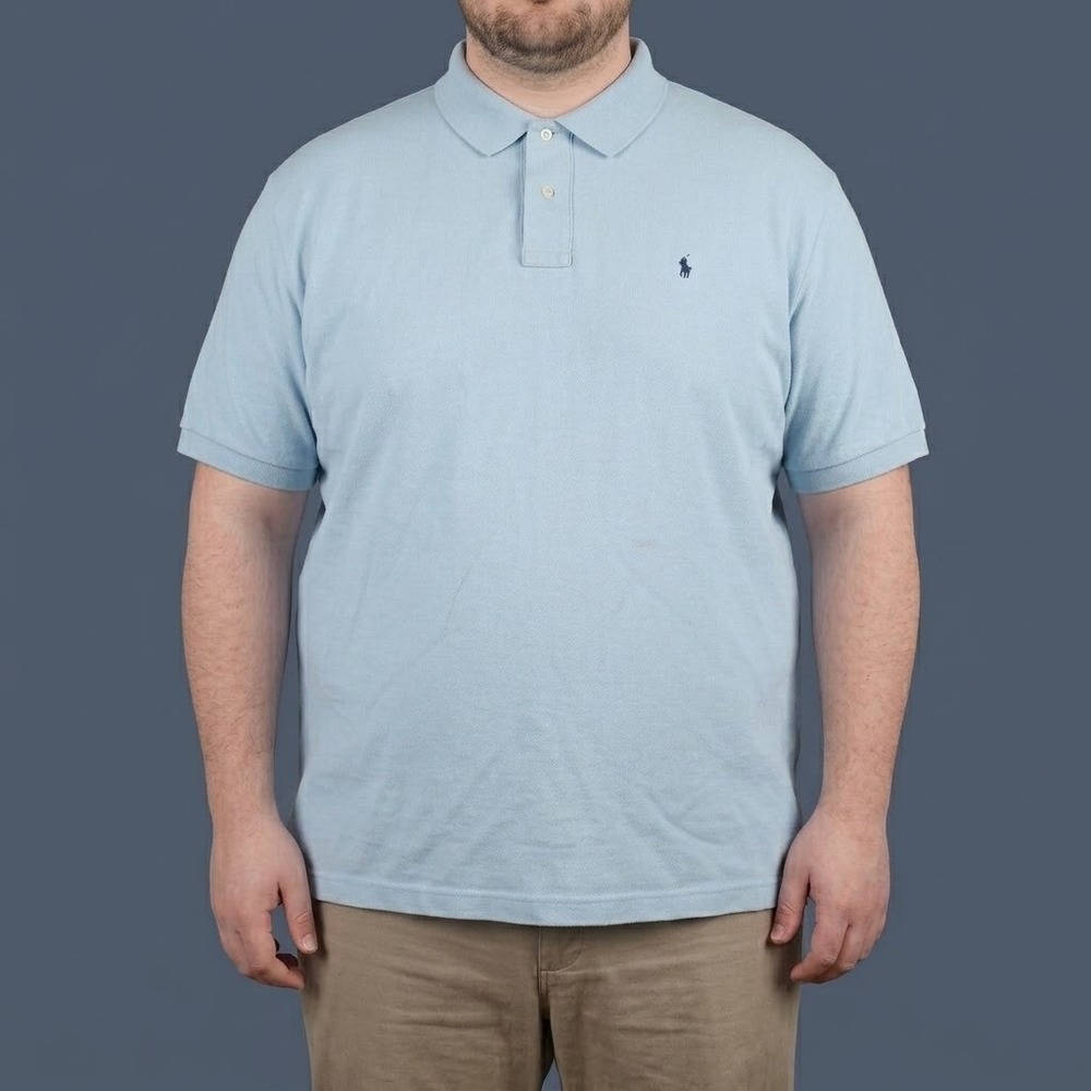 Polo Ralph Lauren Shirt Mens XXL Light Blue Short Sleeve‎ Cotton Polo EUC